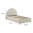 Modway Resort Upholstered Fabric Arched Round Twin Platform Bed - Heathered Weave Ivory-Weight Capacity: 800 lb