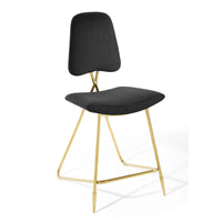 Modway Ponder Performance Velvet Counter Stool - Black-Performance Velvet Polyester Upholstery