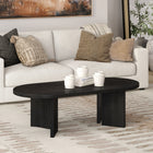 Hudson&Canal Alma 48"W Oval Coffee Table - Black Grain-Finished in wood-look black grain