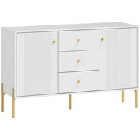 HOMCOM Modern 47.2" L Sideboard Buffet Cabinet with Storage - White-Features three drawers and two cabinets, keeping your home neat and organized