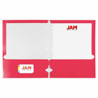 JAM Paper Laminated Glossy 3 Hole Punch Two-Pocket School Folders - Fuchsia Hot Pink - 6 Pack-Size: 9.25 x 11.5 inches l Easily fits 8.5" x 11" documents