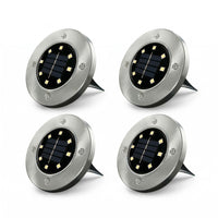 Bell+Howell Deluxe Super Bright Outdoor Solar Disk Lights - 4 Pack-4 pack solar disk lights: set of 4 in ground solar led disk lights for landscape, garden, walkway, patio, driveway and stairs with a low profile design