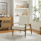 Modway Jensen Boucle Fabric Accent Chair - Ivory-Rubberwood Legs