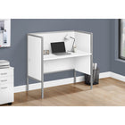Monarch Specialties 48" L Office Cubicle Desk - White Laminate - Silver Metal-Durably designed and built with ANSI / BIFMA quality safety standards, this cubical comes with a 5 year limited warranty against any defects for peace of mind