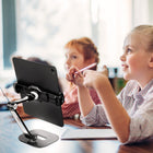 ShoppingAll Long Adjustable Tablet Stand - Black-Special cutouts on both the holder and the base bottom for housing power cords