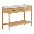 Modway Zaire 48" Double Sink Bathroom Vanity - Natural/White-MDF and Rubberwood