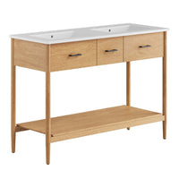 Modway Zaire 48" Double Sink Bathroom Vanity - Natural/White-MDF and Rubberwood