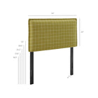 Modway Camille Checkered Linen Blend Twin Size Headboard - Artichoke Windowpane Check-Removable Slipcover