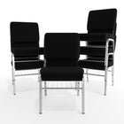 Flash Furniture HERCULES Series 18.5"W Church Chair in Black Fabric with Book Rack - Silver Vein Frame-Silver Vein Frame Finish
