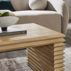 Modway Canto Rectangular Stacked Design Coffee Table - Weathered Oak-Durable MDF Construction