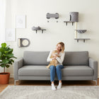 PawHut 4-Piece Cat Wall Shelf Set-This 4-piece set offers climbing, playing and resting spots for endless fun 
