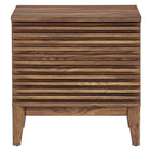 Modway Render Two-Drawer Nightstand - Walnut-Tapered Wood Legs