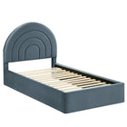 Modway Solana Arched Performance Velvet Twin Platform Bed - Cadet Blue-Stain-Resistant Performance Velvet Upholstery