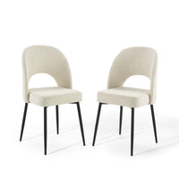 Modway Rouse Upholstered Fabric Dining Side Chair - Black/Beige - 2 Pack-Dining Room Side Chair