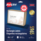 Avery White Rectangle Labels with TrueBlock, 8-1/2" x 11", for Laser/Inkjet Printer, 10 Pack (5965)- 8-1/2" x 11", White