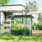 Outsunny Galvanized Raised Garden Bed with Cover - 49" L x 26" W x 43" H - Green-Fruit cage protects crops and vegetables from birds and other animals 