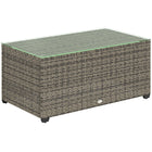 Outsunny Outdoor Coffee Table with Steel Frame for Garden, Balcony, Porch - Dark Grey-Wicker design outdoor coffee table effortlessly pairs with current patio furniture