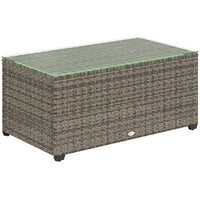 Outsunny Outdoor Coffee Table with Steel Frame for Garden, Balcony, Porch - Dark Grey-Wicker design outdoor coffee table effortlessly pairs with current patio furniture