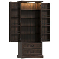 HOMCOM 72" H Kitchen Pantry Cabinet with LED Light and Door Shelves - Brown-Motion sensor LED light offers three sensor modes with adjustable brightness and colour temperature 