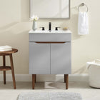Modway Harvest 24.5" Bathroom Vanity - Grey/White-Mahogany Wood Tapered Legs