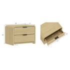 Manhattan Comfort Grace 28" Modern Nightstand - Natural Oak/Black-Horizontal Glam Drawer Handles Made of Metal with a Choice of Black or Gold Finish
