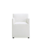 Manhattan Comfort Anna Square 22.83" Modern Faux Leather Upholstered Dining Armchair - Cream-Modern Dining Chair for Dining Room and Task Use