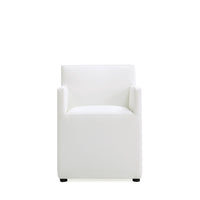 Manhattan Comfort Anna Square 22.83" Modern Faux Leather Upholstered Dining Armchair - Cream-Modern Dining Chair for Dining Room and Task Use
