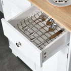 HOMCOM 67" H Coastal Kitchen Buffet and Hutch Cabinet - White-Sturdy frameensures long construction and the rubberwood countertop is easy to maintain 
