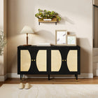 HOMCOM 55.1" L Sideboard Buffet Cabinet - Black-Soft-close hinges ensure doors close slowly and quietly