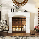 HOMCOM Baroque Fireplace Mantel Surround with Ionic Leg - White-Anti-tipping design provides extra stability 