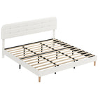 HOMCOM King Size Adjustable Headboard Platform Bed Frame - White-Three height adjustable for comfy back support while reading or relaxing