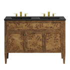 Modway Elysian 48" Wood Double Sink Bathroom Vanity - Black/Brown-Assembly Required