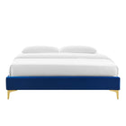 Modway Sutton Performance Velvet Queen Bed Frame - Navy-Wood Slat Support System