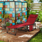 Outsunny Folding Lounge Chair - 5-Level Sun Tanning Chair - Red-Powder-coated steel frame resists rust and withstands harsh weather