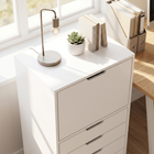 HOMCOM 5 Drawer Vertical Mobile Filing Cabinet with Lockable Wheels - White-A sleek clean line design and recessed handles create a modern, minimalist look 