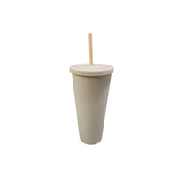 Namaka Plastic Straw Tumbler - Cinnamon-Double layered vacuum insulated 