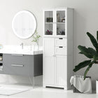 HOMCOM Modern Tall Bathroom Storage Cabinet for Bathroom or Kitchen - White-Versatile design suitable for kitchens, studies, or living rooms