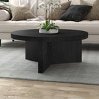 Hudson&Canal Holm 36"W Round Coffee Table - Black Grain-Product Dimensions: 36" L x 36" W x 15" H