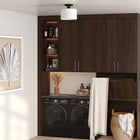 Hudson&Canal Henri 10" Wide Semi Flush Mount with Glass Shade - Matte Black/White Milk-Paired with a white drum glass shade