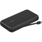 Belkin BoostCharge Power Bank with Integrated USB C Cable - 20000mAh - Black-20K battery capacity provides 87 hours of playback for an iPhone 16 Pro