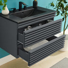 Modway Render 30" Wall-Mount Bathroom Vanity - Grey/Black-MDF and Particleboard