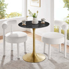 Modway Lippa 28" Round Faux Marble Dining Table - Gold Black-Chip-Resistant Metal Pedestal Base