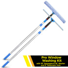 Gritt Commercial Pro Window Washing Cleaning Kit - 18" Squeegee - 18" Washer - 6' Telescopic Pole-Handle swivels 180° to reach tight corners, edges and sills