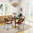 HOMCOM Round Dining Table with Faux Marble Top for Kitchen - Black-MDF tabletop with a protective paint finish