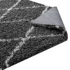 Modway Toryn Diamond Lattice Shag Area Rug - 5 ft W x 8 ft L - Dark Grey/Ivory-7
