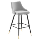 Modway Adorn Performance Velvet Bar Stool - Light Gray-Vintage Modern Bar Stool
