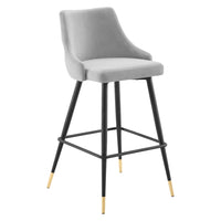 Modway Adorn Performance Velvet Bar Stool - Light Gray-Vintage Modern Bar Stool