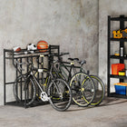 Soozier Bike Stand Rack - Black-Top basket and S hooks for extra storage options