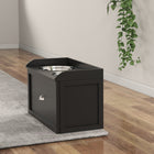 PawHut Large Elevated Dog Bowl Stand with Bowl and Storage - Black-Colours: Black, Silver 