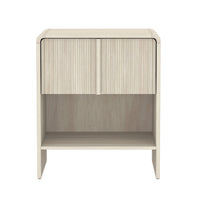 Manhattan Comfort Novara 22" Contemporary 1-Drawer Nightstand - Whitewashed Oak-Wood Grain Laminate Finish: Warm, natural wood look with a durable, easy-to-clean surface